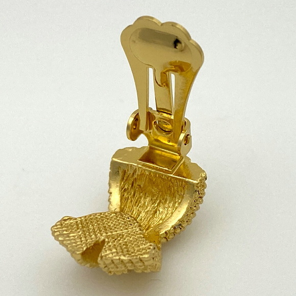 Christian Dior Rhinestone Design Earrings Accessories GP Gold - Picture 3 of 3